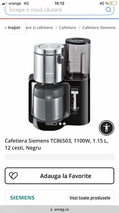 Expresor cafea Siemens  TC86503  aroma senses sigilat
