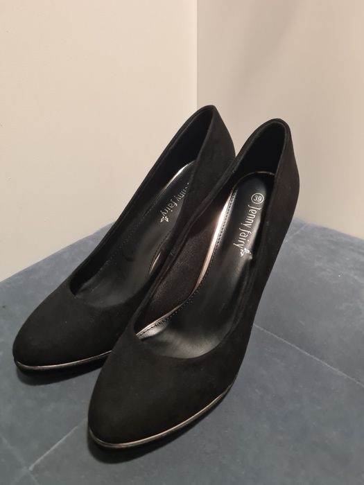Pantofi cu toc subtire Jenny Fairy marime 39 aspect catifea