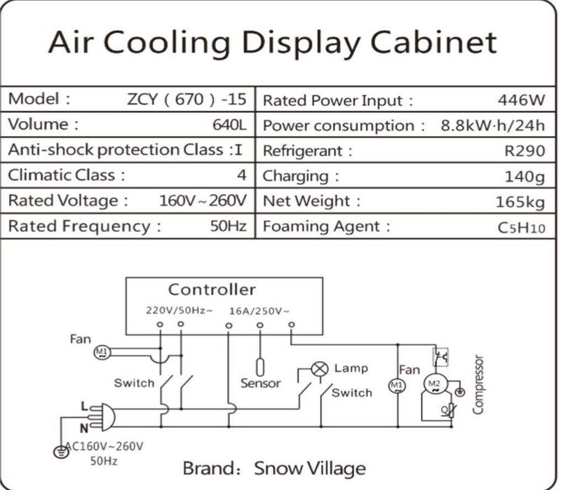 SNOW VILLAGE Air Cooling Display Cabinet – 1124 litr