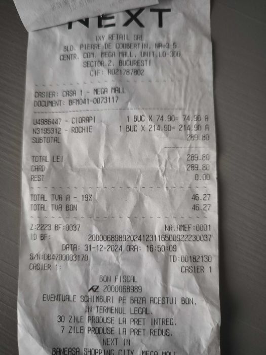 Rochie alba Next 140cm