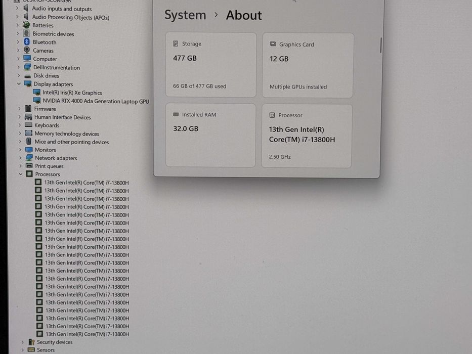 4K OLED Touch DELL 5680`i7-13800H/RTX 4000 ADA-12GB/32GB RAM/512GB SSD