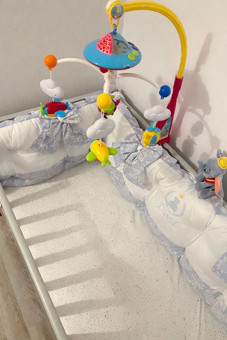 Pătuț copil cu saltea premium și protecție saltea