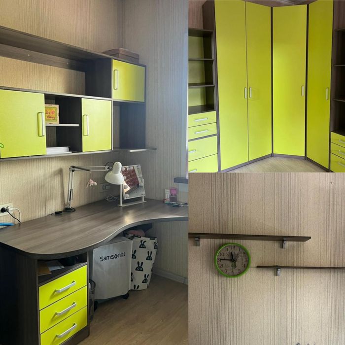 Шкаф-стол-полки-мебель-детская