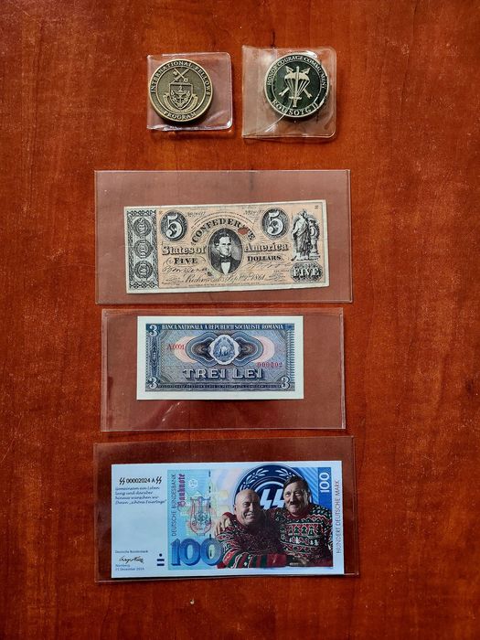Lot 5 piese ,token+bancnote.