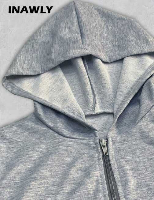 Женско горнище с цип и качулка в сиво (размер XS) SHEIN INAWLY