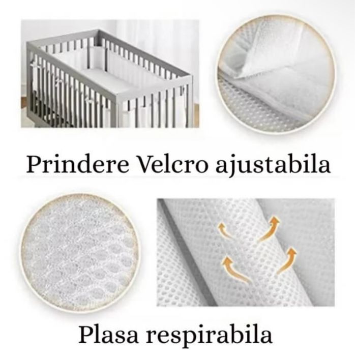 Protectie pentru patut bebe-captuseala din plasa respirabila