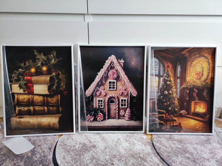 Коледни / Уникален комплект 3 броя арт фотографии/снимки/картини (не с