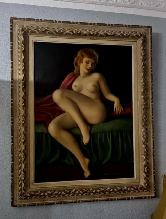 Pictură veche autentică de colecție /vintage/Antiques/Nud
