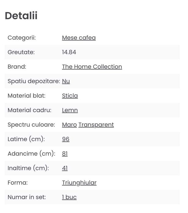 Masa de cafea transparenta sticla lemn 81x96 The Home