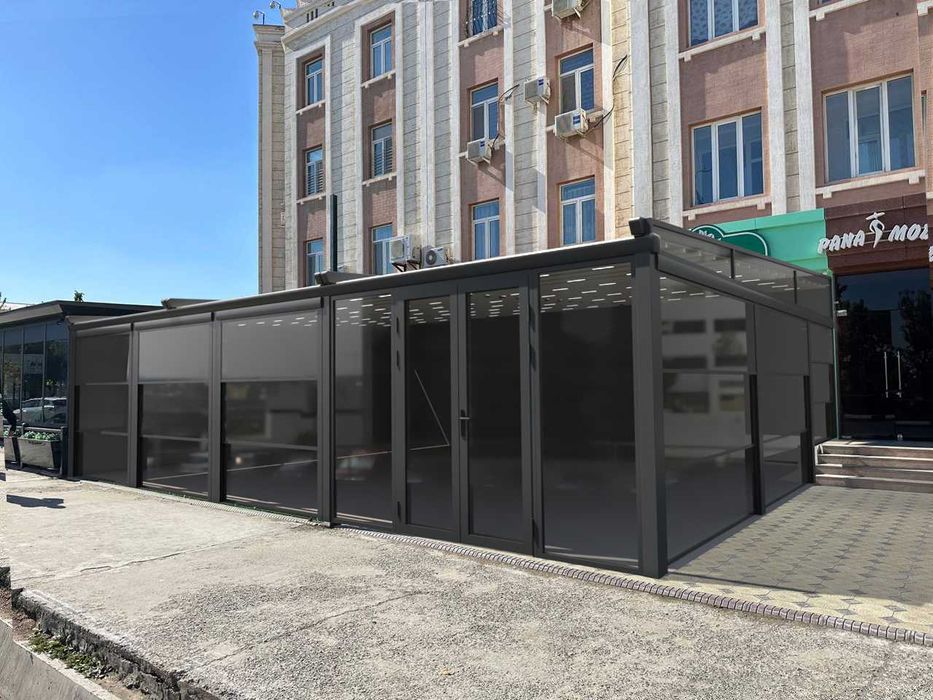 Автоматическое гильотинное остекление. Панорамные стеклянные системы.