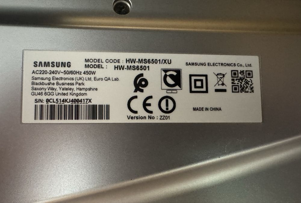 Soundbar Samsung HW-MS6501/XU – 3.0 Canale | 450W | Bluetooth | Wi-Fi | Stare foarte bună