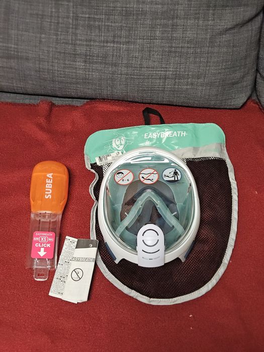 Mască full-face nouă snorkeling copii Decathlon Subea Easybreath — mărime XS, cu husă