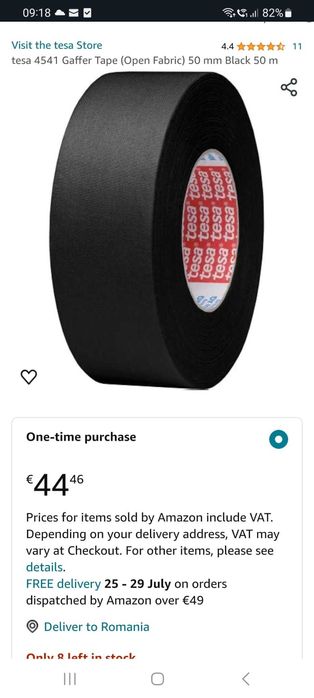 tesa 4541 Banda Gaffer (Tesatura deschisa) 50 mm Neagra 50 m