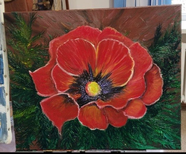 Картина "Мак". Холст, Масло.