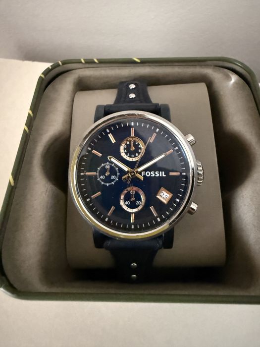 Ceas Fossil dama piele Original Boyfriend ES4113 albastru