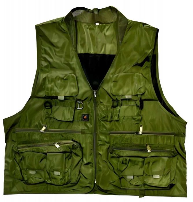 Рибарска жилетка в зелено, размери 2XL/3XL, с много джобове