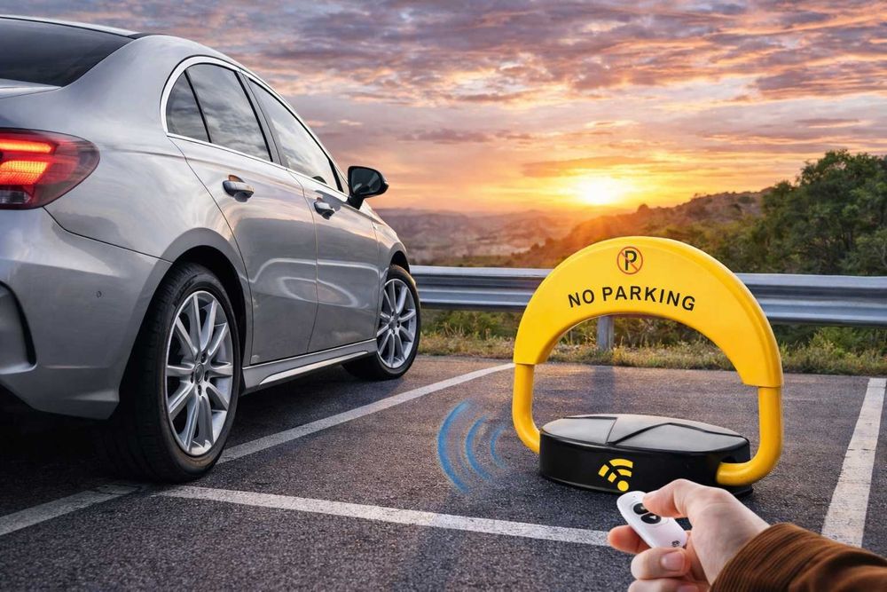 скоба за паркомясто с дистанционно и аларма – мощен мотор и Батерия