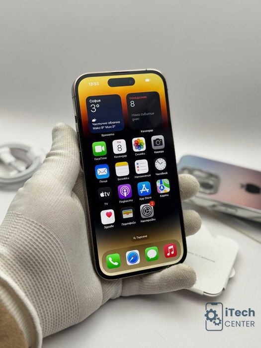 iPhone 14 Pro, 256GB, Gold, 100% батерия, КАТО НОВ, ГАРАНЦИЯ!