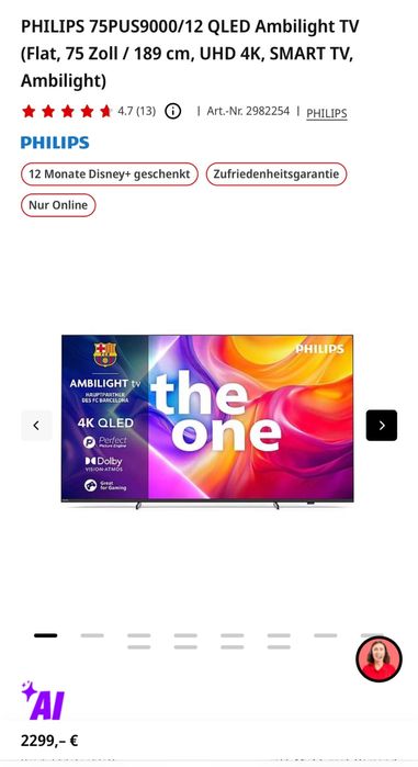 TV Qled Philips 2025 75"/190cm