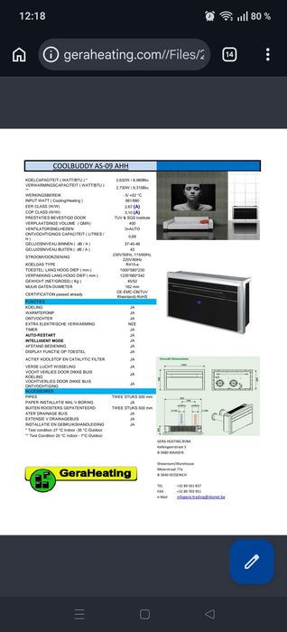 Aer conditionat monobloc fara unitate exterioara Geraheating( Ac)