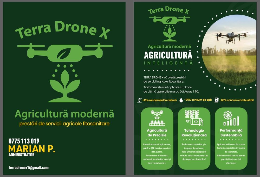 Tratamente fitosanitare cu dronă agricolă – DJI Agras T50