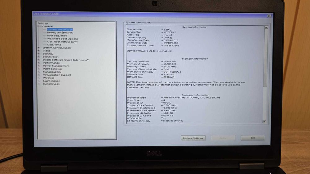 Laptop Dell Precision 3520 Intel Intel i7 nVidia Quadro IPS M620 Win11 Activat