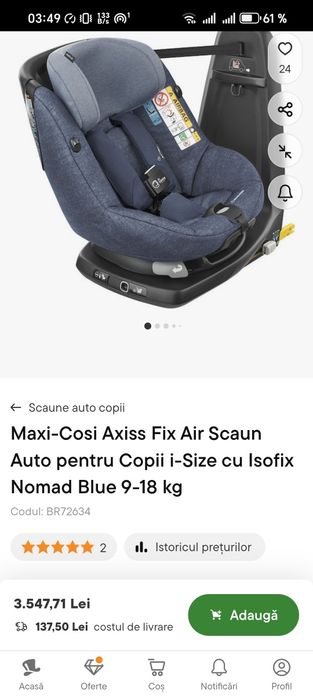 Scăunel copil masina
