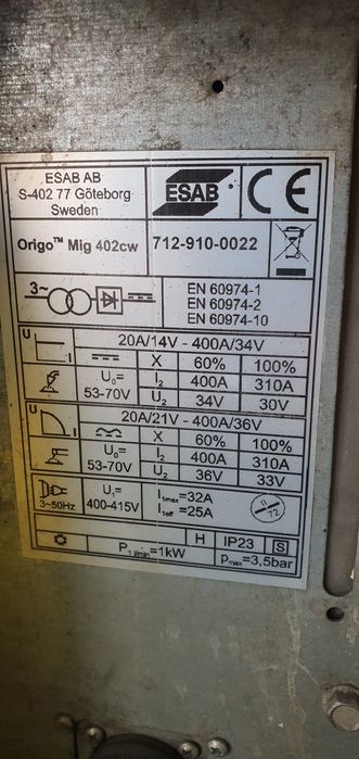 Aparat de sudura ESAB 400 Amperi