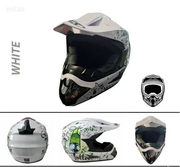 Каска мотор крос Детска White -721319