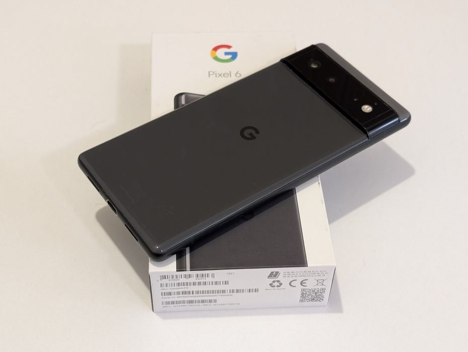 Google Pixel 6 128GB (Stormy Black) - пълен комплект с кутия + аксесоари в ТОП състояние!