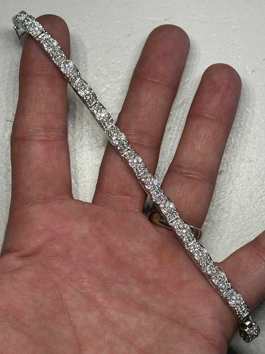 BRATARA AUR alb 18K + 257 Diamante Top = 5CT - 22g. - Tip TENNIS + Certificat !