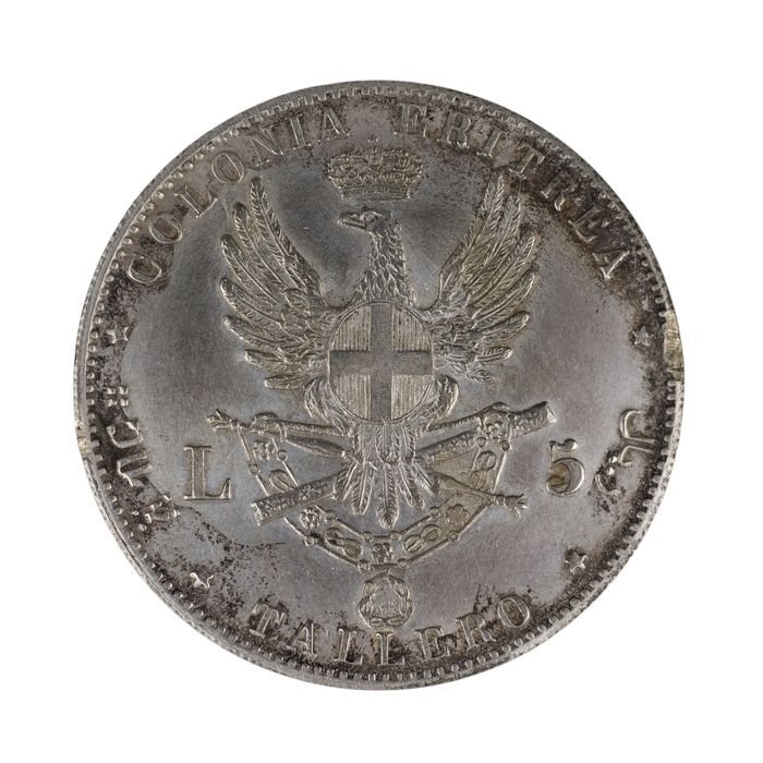 Lot 2 monede argint 5 Lire 1857 si Tallero Eritrea 1891