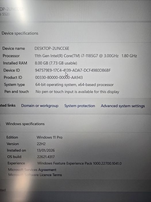 Laptop dell i7 gen11 8gb ram 512 ssd win11 oem