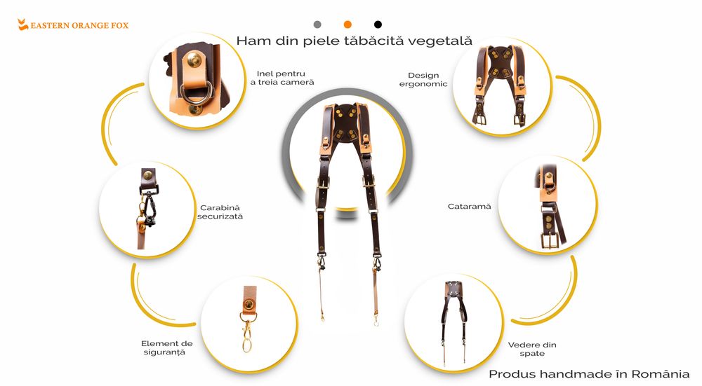 Ham din piele tăbăcită pentru aparatele foto