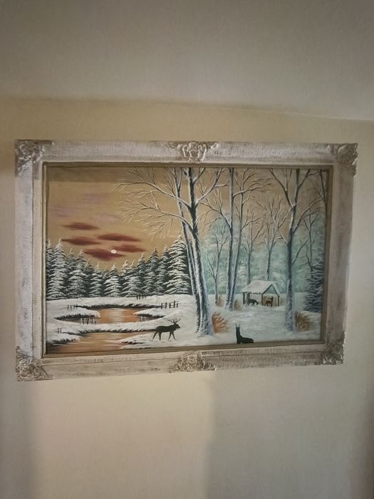 Tablouri vechi vintage- peisaje frumoase, ramă ornamentată