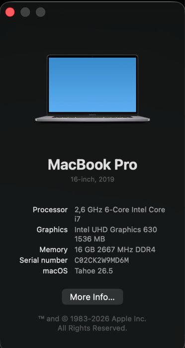 Macbook core i7 2019