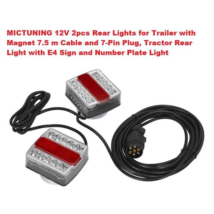 LED стопове за ремаркета и колесари, 12 V, пет функции, с магнит