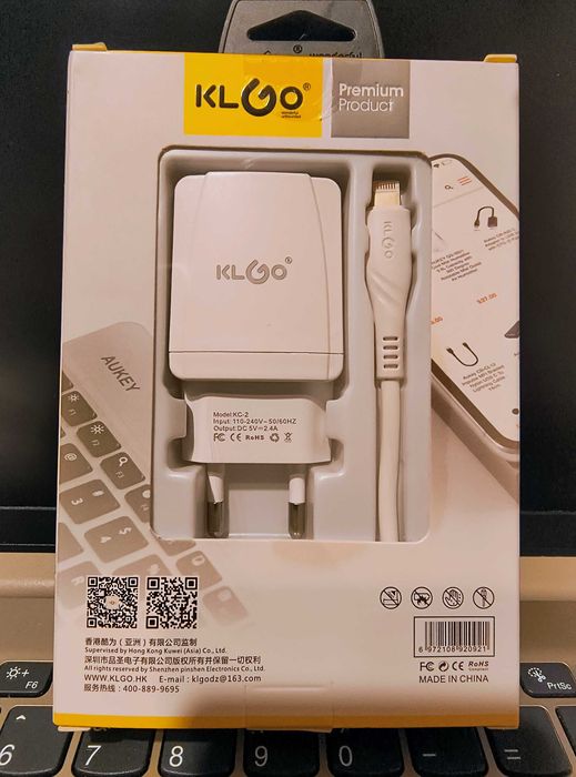 Set Incarcator Rapid KLGO + Cablu pentru iPhone KC-2S