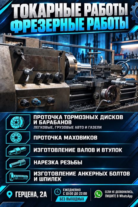 Токарь,токарные фрезерные работы проточка дисков,барабанов и маховиков