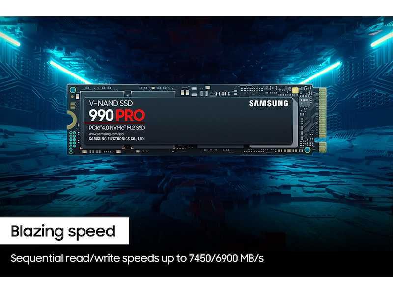 Новый SSD NVMe Samsung 990 PRO Series 4TB. PCIe 4.0 до 7450 МБайт/сек.