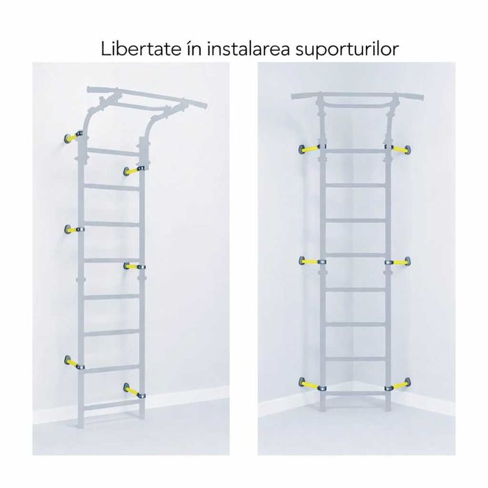 Șpalier suedez reglabil multifincțional din metal pentru copii - gimnastică și cățărat - interior Next Top