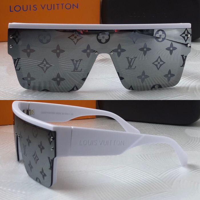 Мъжки слънчеви очила маска брандирани стъкла бели черни