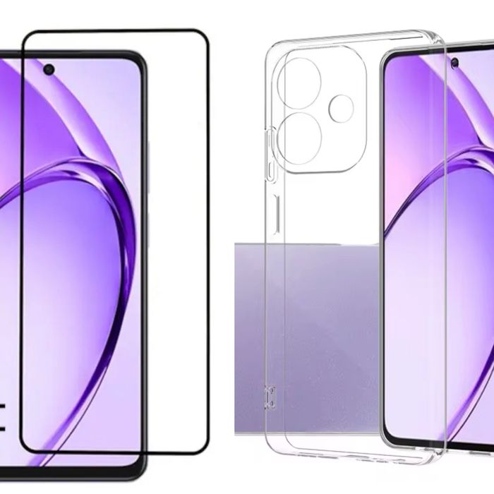 Husa Silicon Transaprent si Folie Sticla Curbata OPPO A40/A60/A79/A80