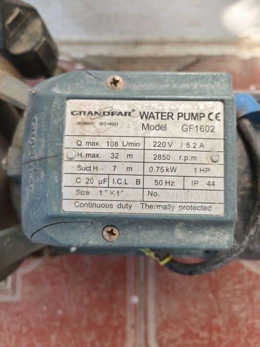 Сув насоси сотилади Grandfar model GF-1602