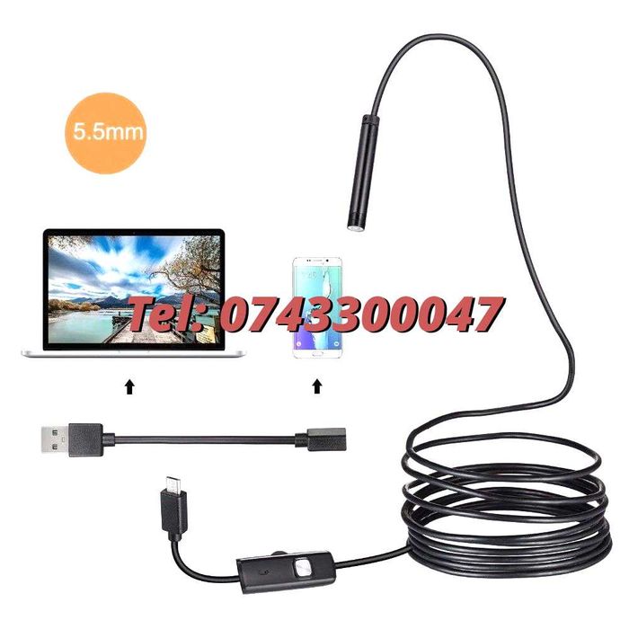 Camera Endoscop Inspectie Android  Usb 6 Led Ir Subacvatica Hd72