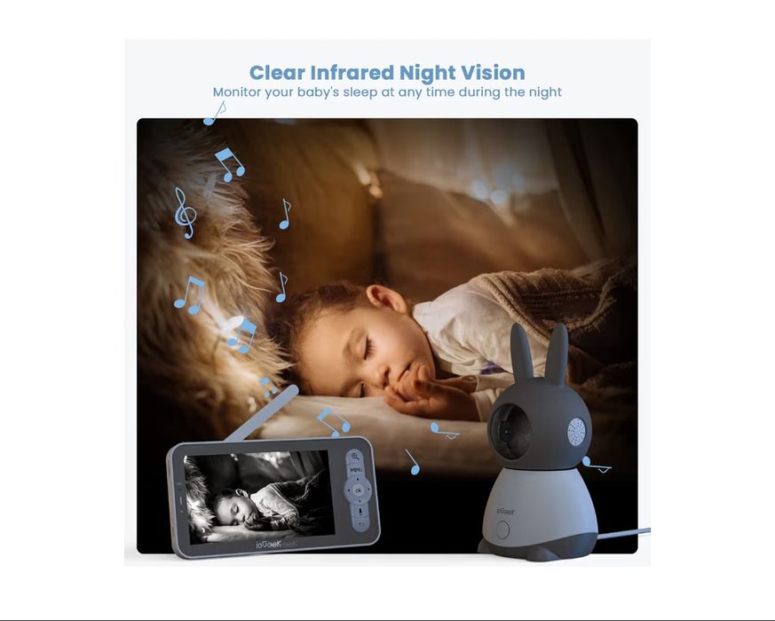 Monitor pentru bebeluși ieGeek 2K cu ecran divizat,