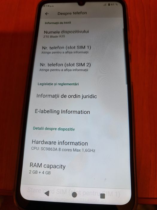 Telefon nou ZTE Blade A35 nou , se da cu tot  cu garanție și husa.Pretul ușor negociabil,  nu accept schimb.Plata se face în avans colet cu verificare