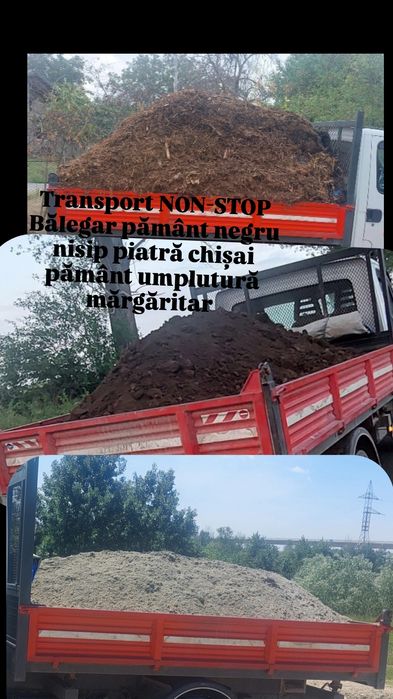 Transport NON-STOP nisip piatră pământ negru chișai bălegar cal vacă