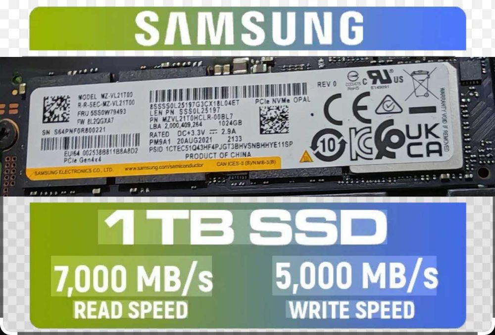1TB Samsung 980 Pro OEM variant 1000GB SSD PM9A1 M.2 MZVL21 disk 2280 7000/5000mb read/write диск за лаптоп или настолен компютър