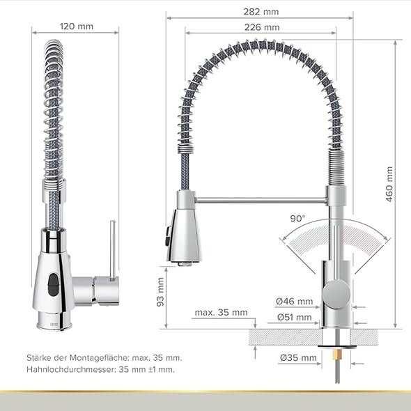 Baterie de bucătărie cu presiune joasă Lenz Kalani, cromată
